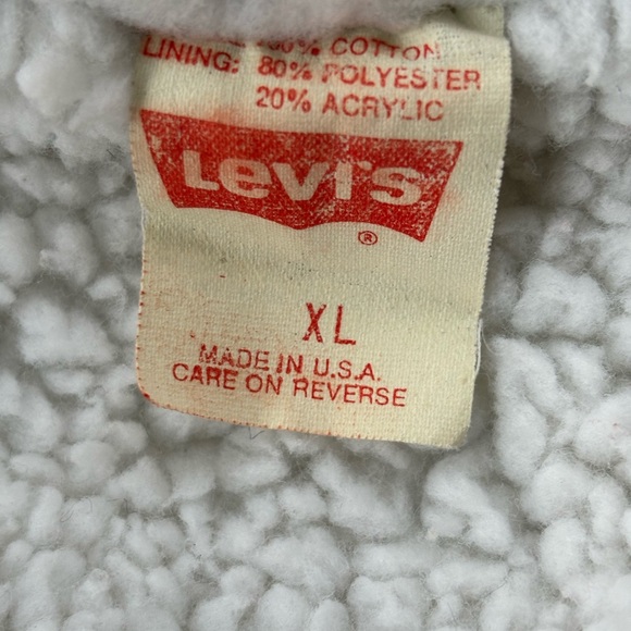 Vintage Levi's Sherpa Lined Denim Trucker Jacket Size XL Red Tag 70s Made In USA - Picture 4 of 7
